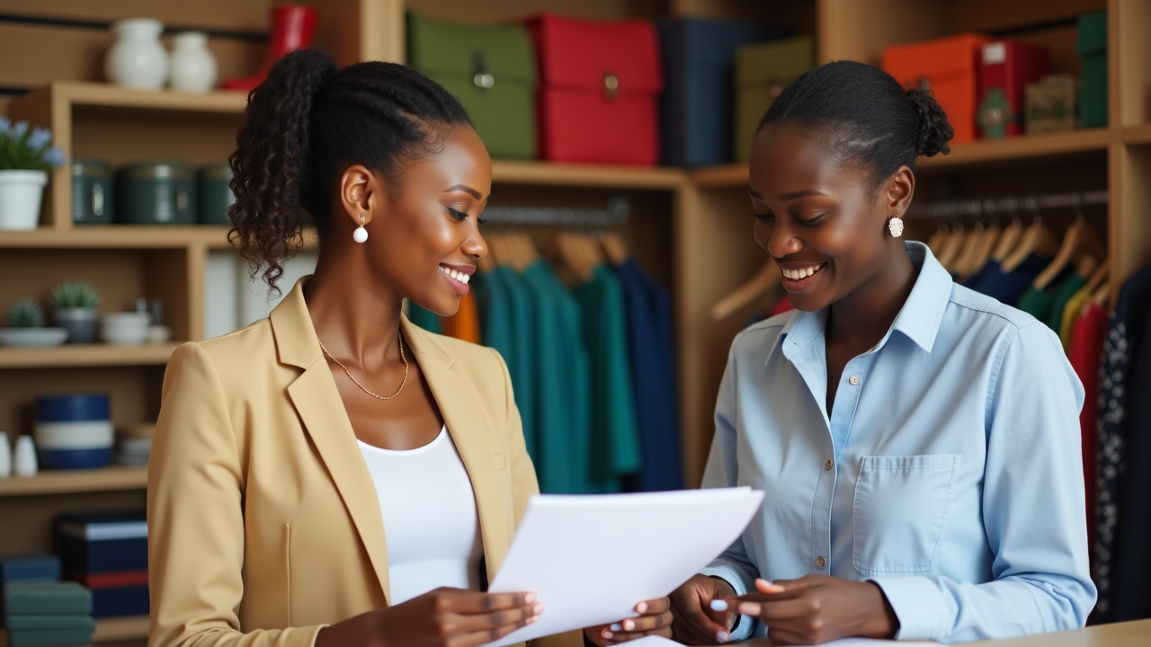 Small business owner receiving financial education consultation