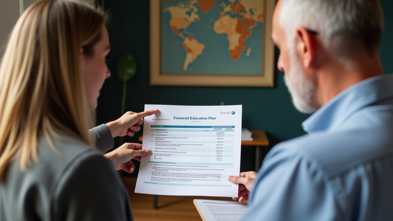 Client and consultant discussing financial plans with documents